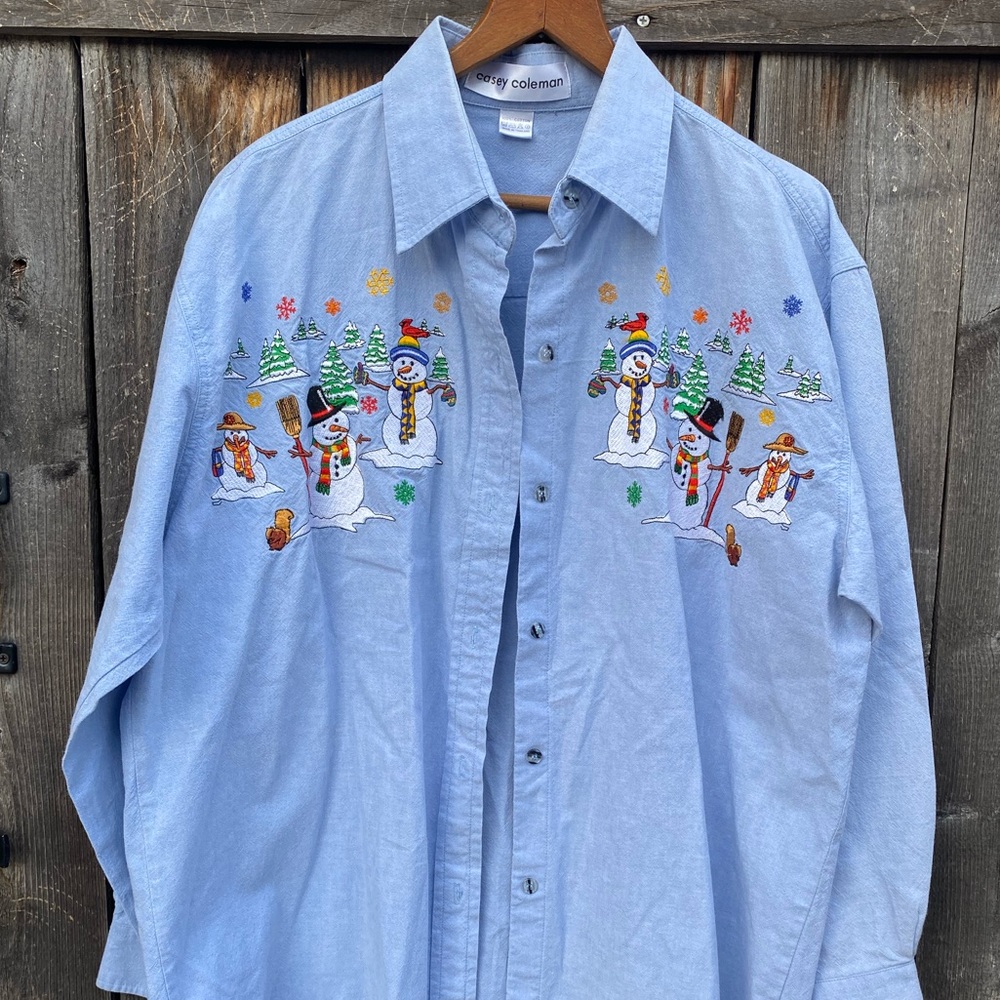 Vintage Snowman Button Up